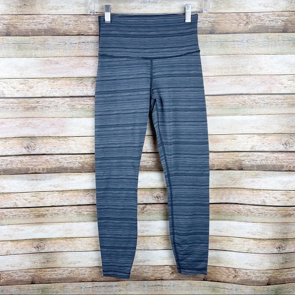 Lululemon Deep Coal Cyber Stripe High Times Leggings Size 2 - Picture 2 of 8